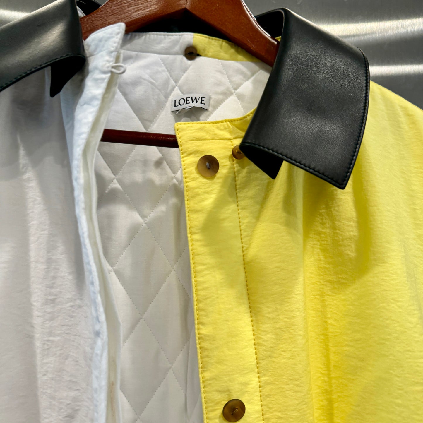 Loewe Padded Overshirt Multicolored Jacket Leather Collar Over shir multi