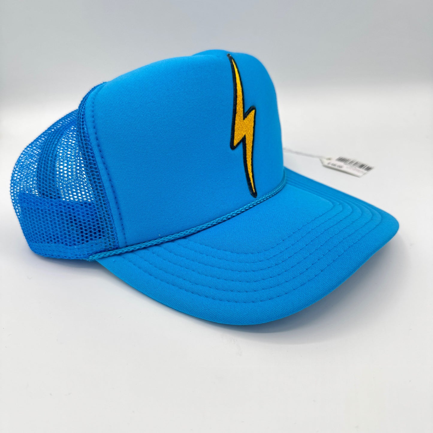Aviator Nation Trucker Bolt Hat Neon Blue embroidered lightning patch cap