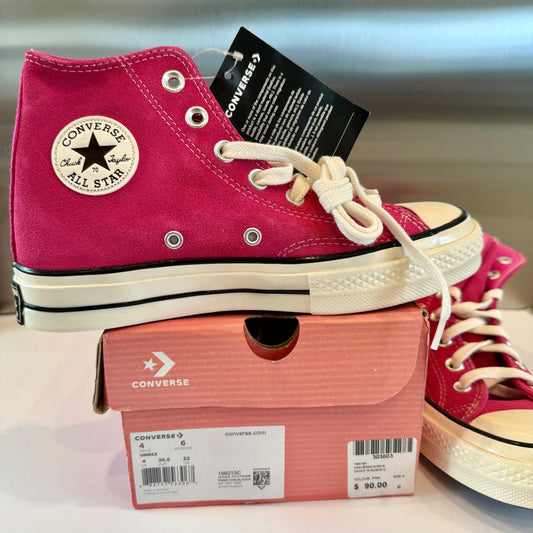 Converse Suede Chuck 70 Magenta Pink High Top Leather Sneakers Lace Up Shoes