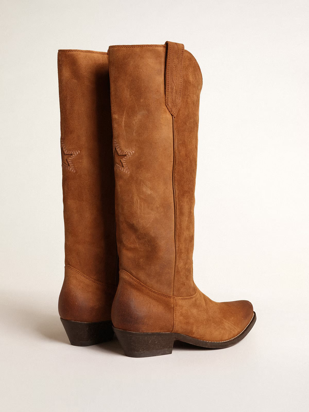 Golden Goose Wish Star Suede Leather Boots in Cognac Brown