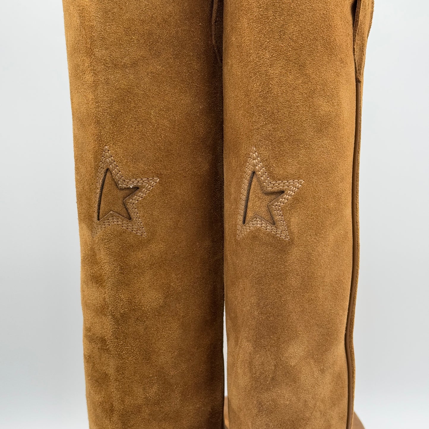 Golden Goose Wish Star Suede Leather Boots in Cognac Brown