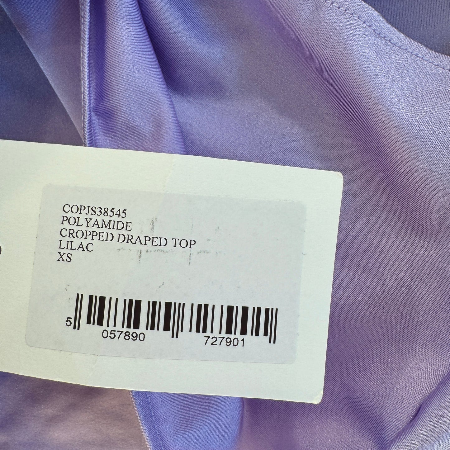 Coperni Lilac Light Purple Twist Cutout Cropped Draped Top Long Sleeve Crop