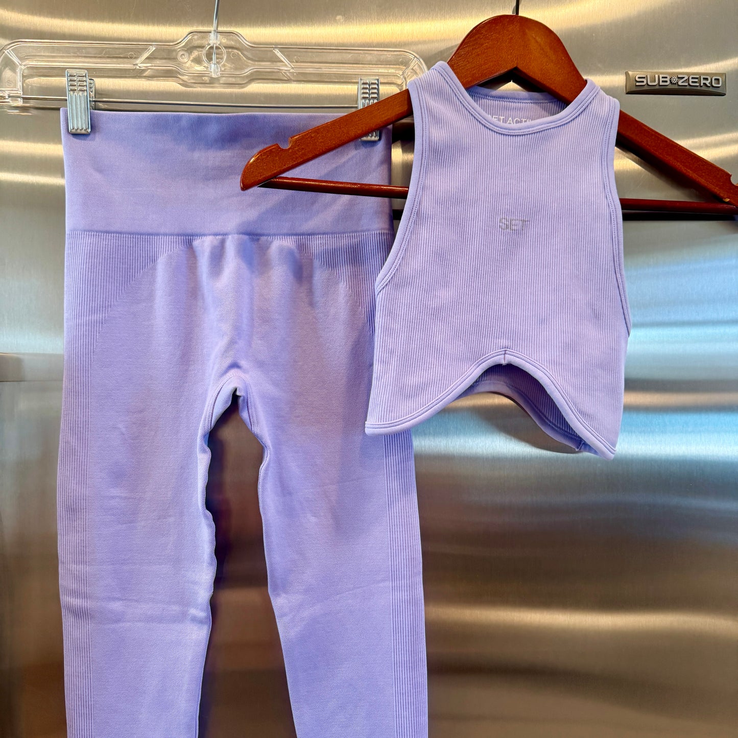SET Active Matching Set in Lilac Purple - Sculptflex Power Angle Bra and Power Leggings in Lily