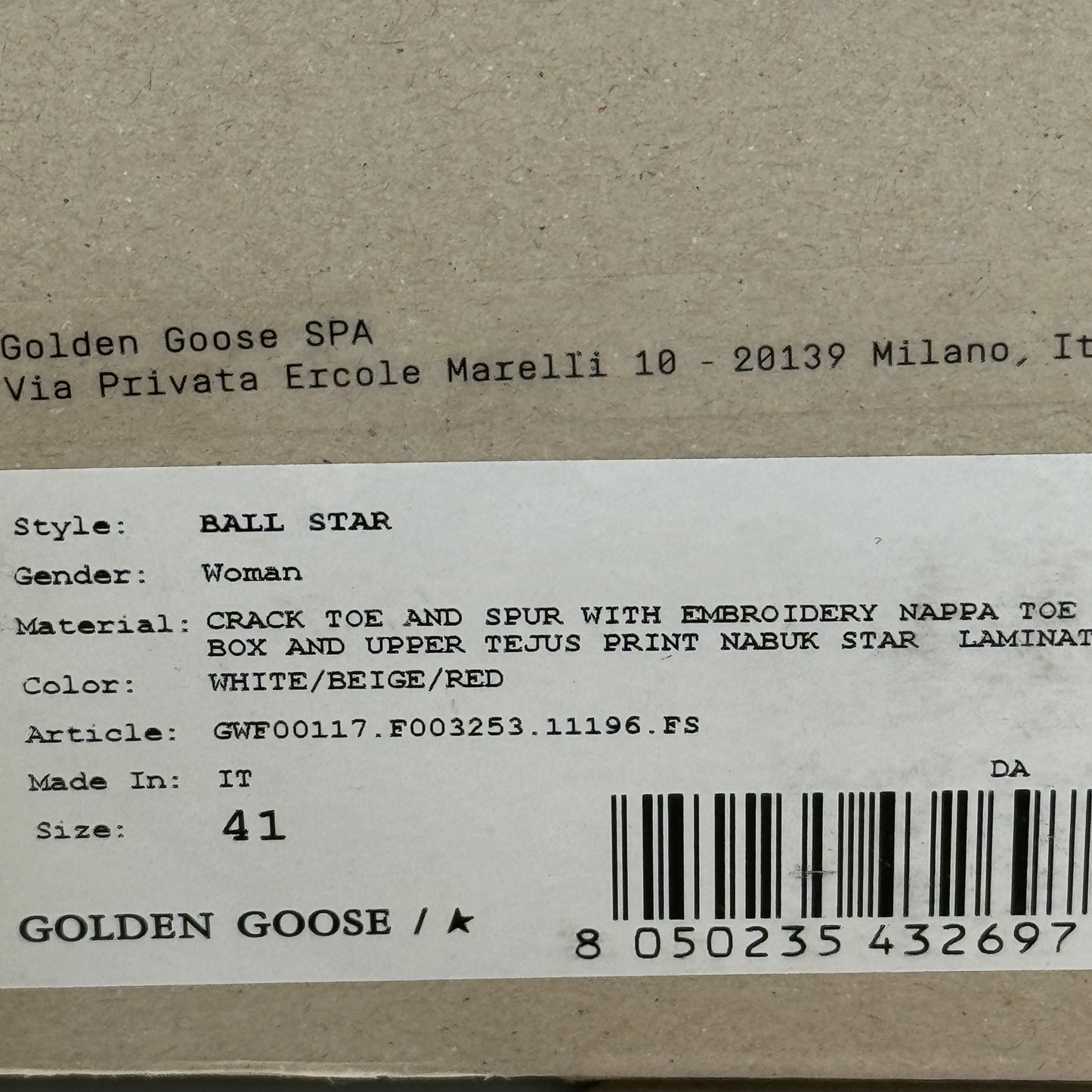 Golden Goose Ballstar Women’s sneakers white red beige leather distressed