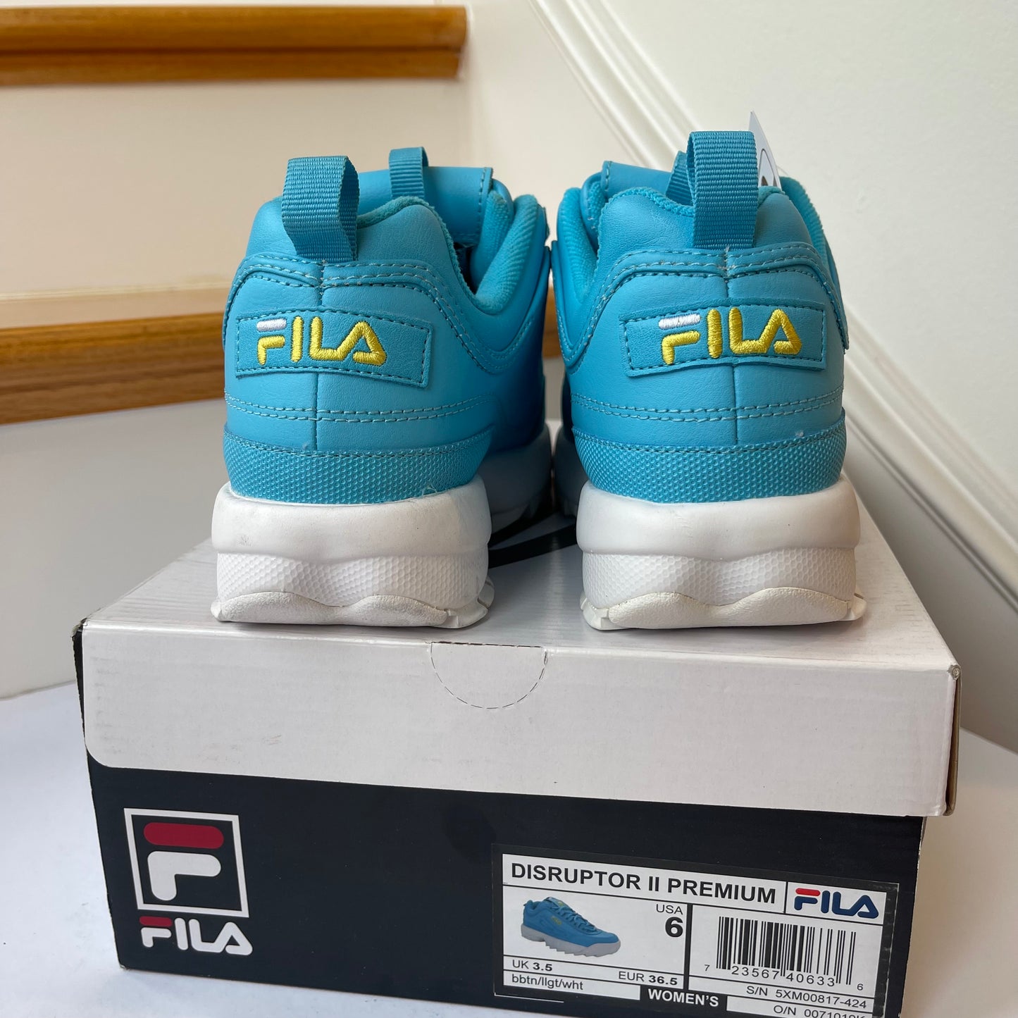 Fila Disruptor 2 Premium— blue with yellow - Women’s platform sneakers
