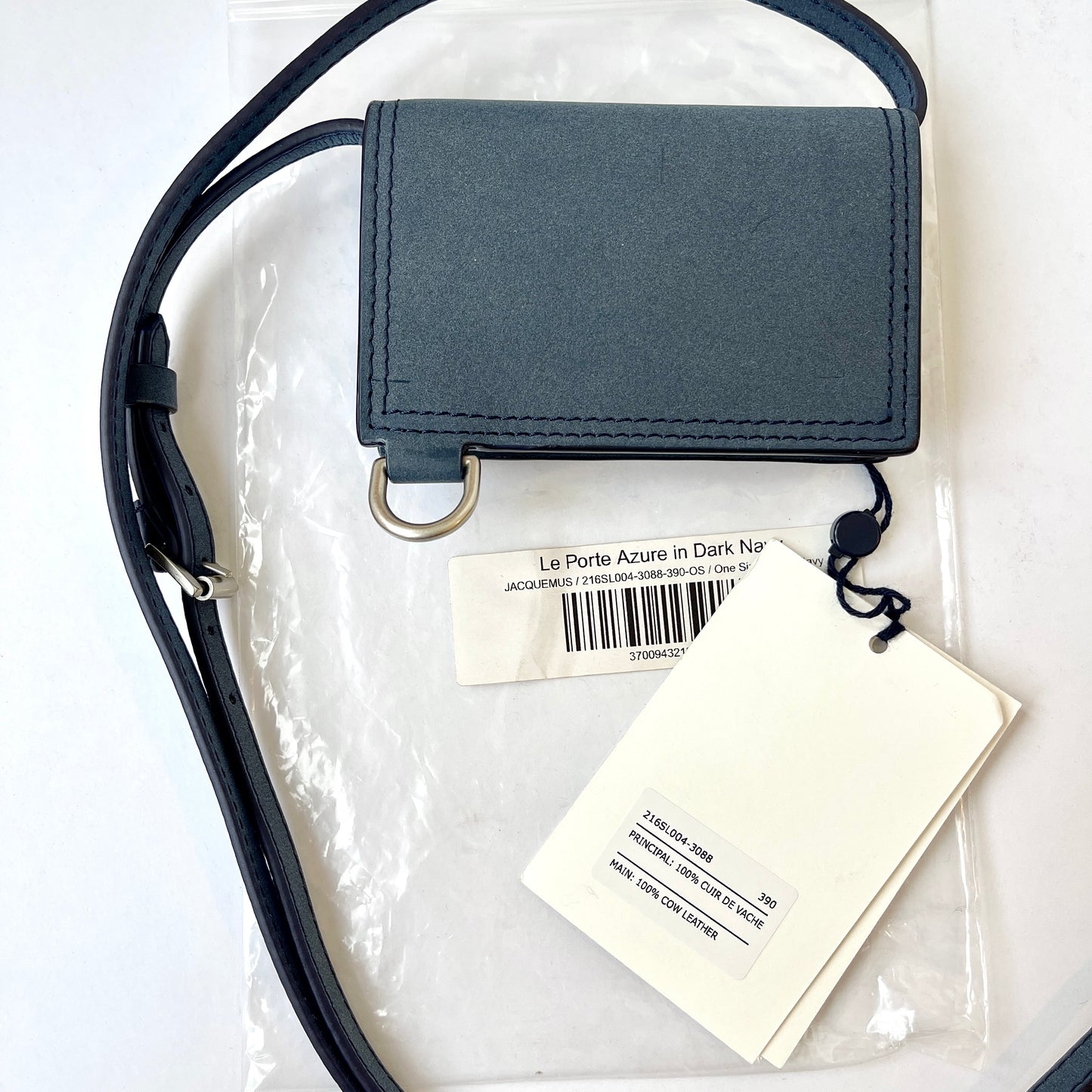 Jacquemus Le Porte Azur in Dark Navy Envelope Crossbody Wallet Bag Pouch