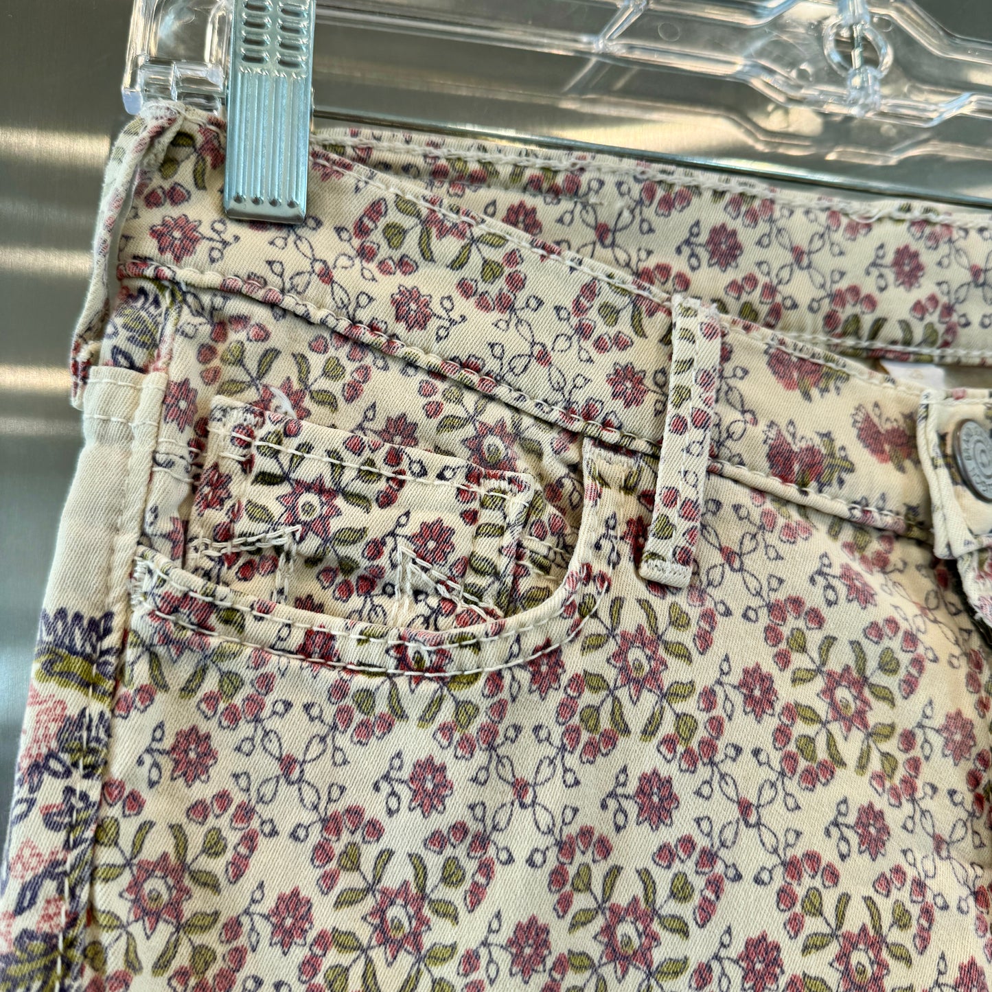 True Religion Victoria Bohemian Skinny Twill Jeans Floral Rustic Pre-Owned