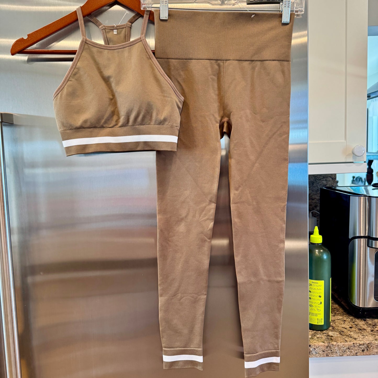 The Upside Form Seamless SET- 25 In Midi Pant and Angie Bra in Brown