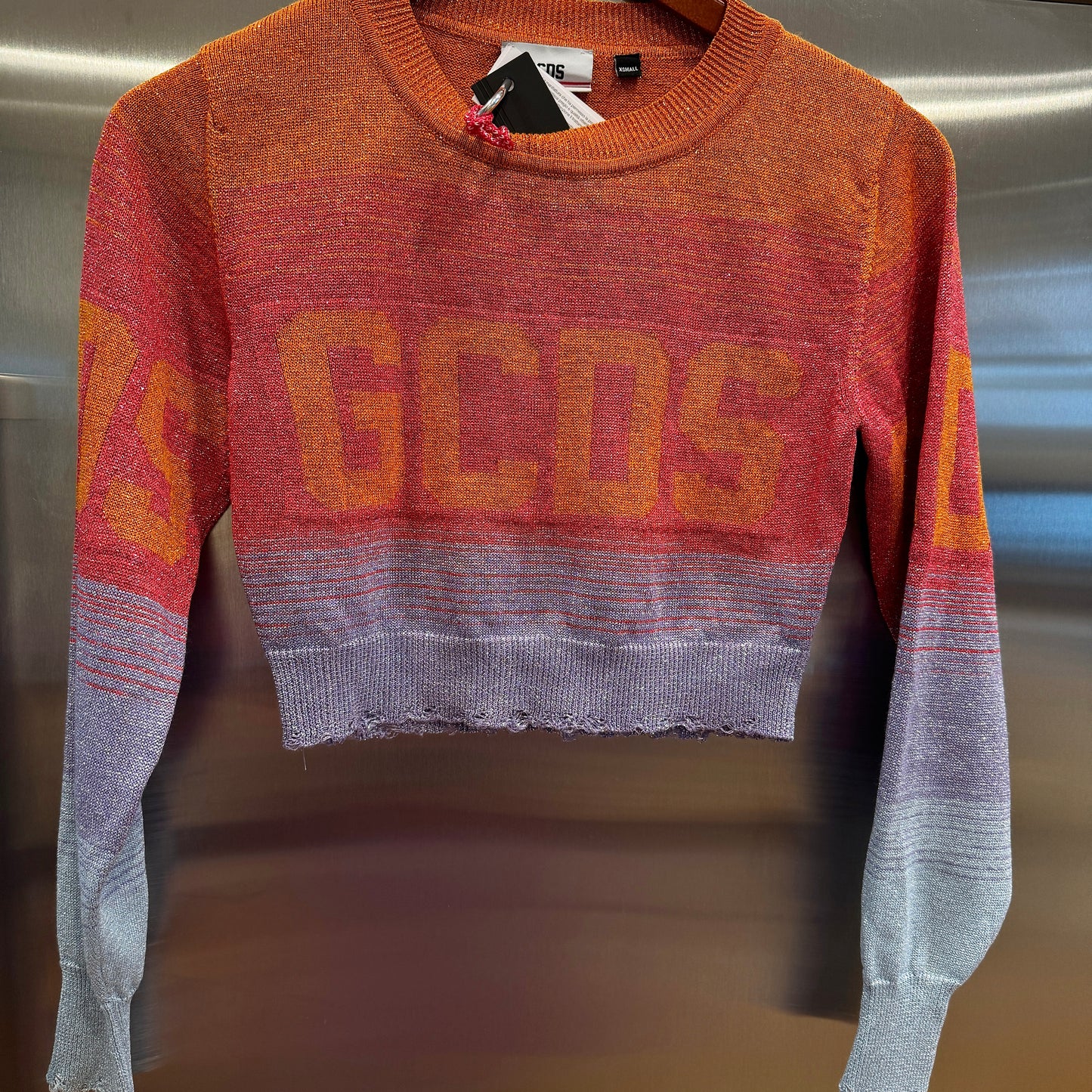 GCDS Lurex Degrade Ombre Cropped Multicolor Sweater