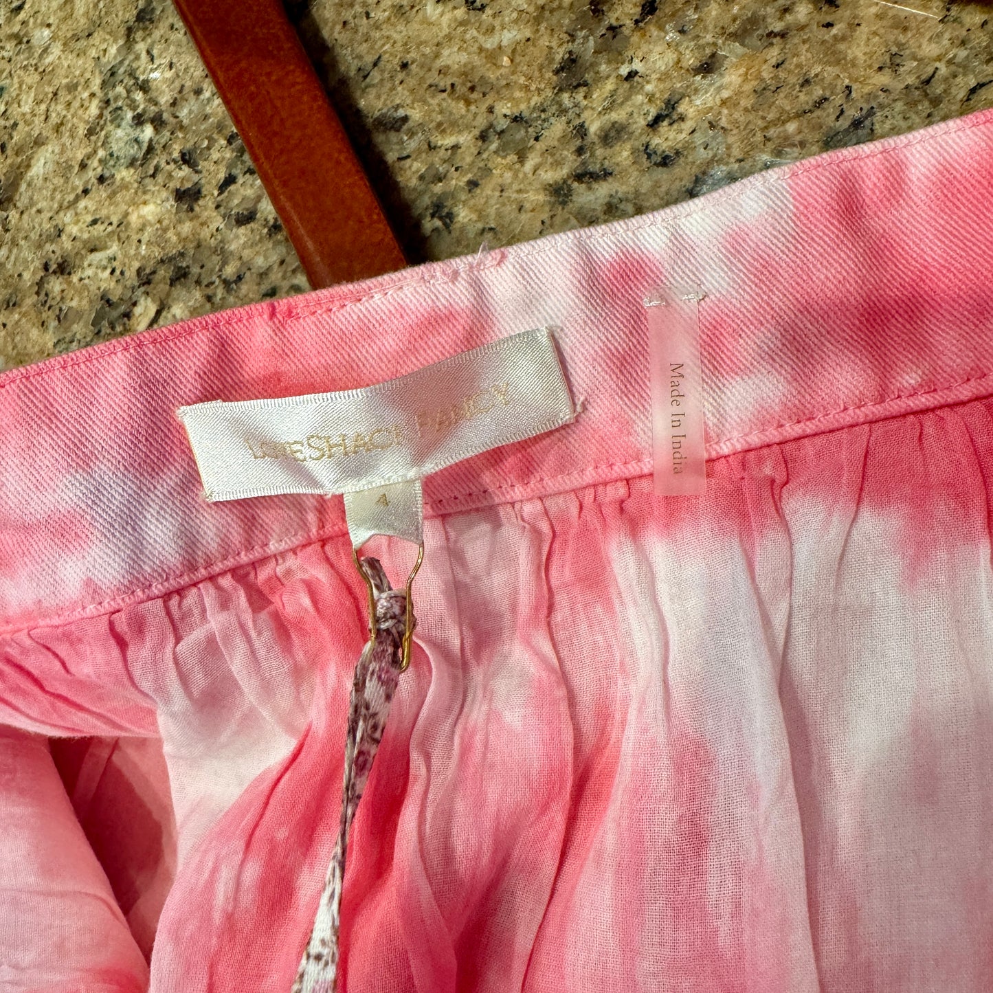 LoveShackFancy Landen Mini Skirt Hibiscus Pink Hand Dye Tiered Ruffle