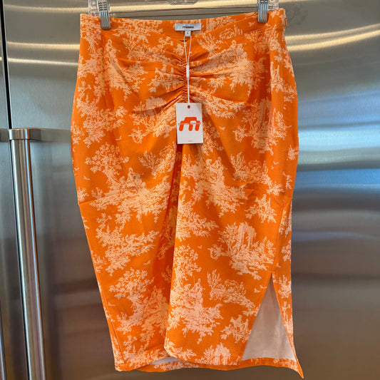 Miaou Preston Midi Skirt in Clementine Toile Orange x Paloma Elsesser Collab