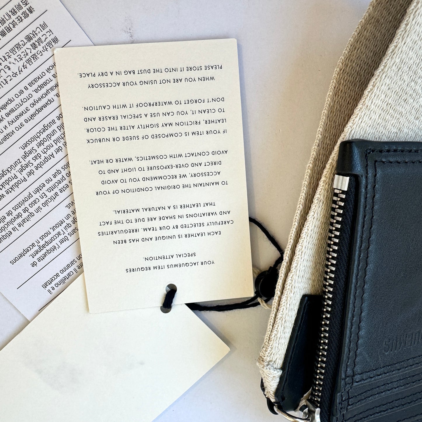 Jacquemus Le Porte Nastinu Wallet Cardholder Wristlet Keychain Black Leather