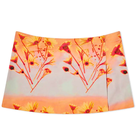 Miaou Mini Skirt Micro in Sunrise Orange Multicolor Floral Print