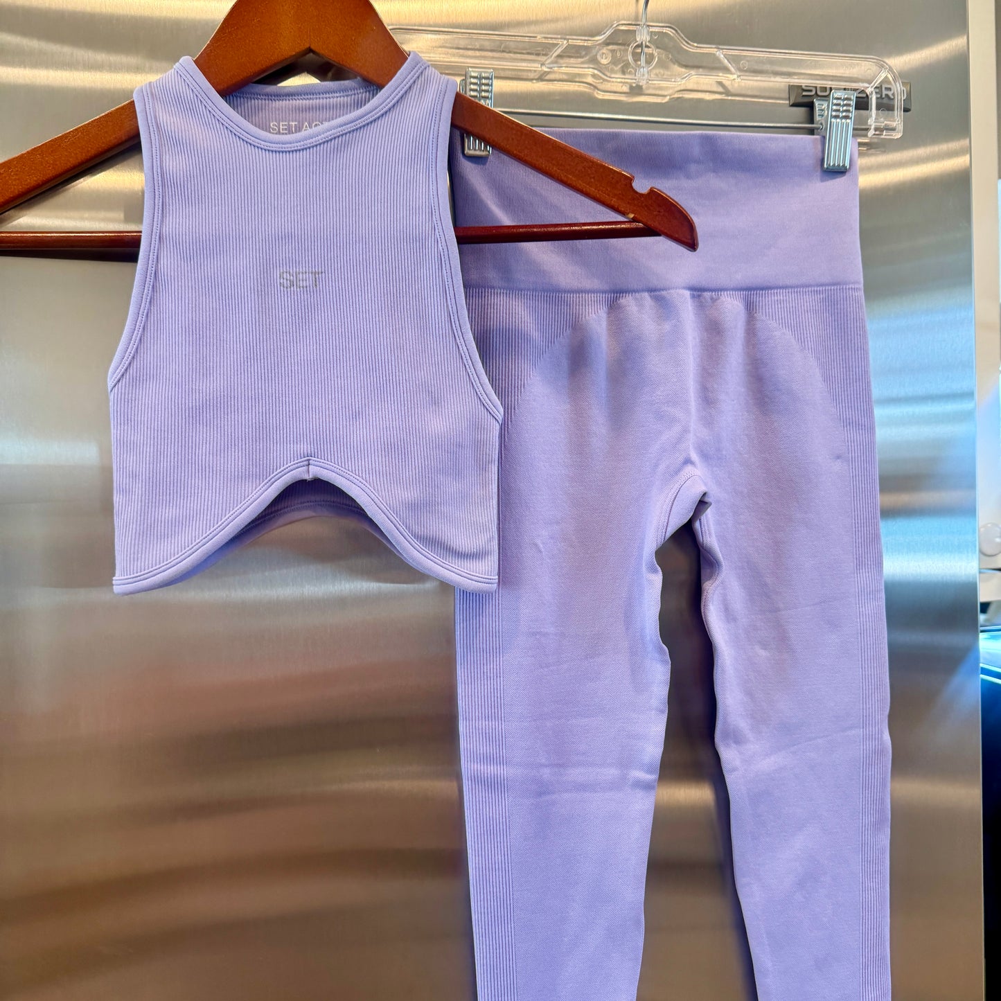 SET Active Matching Set in Lilac Purple - Sculptflex Power Angle Bra and Power Leggings in Lily