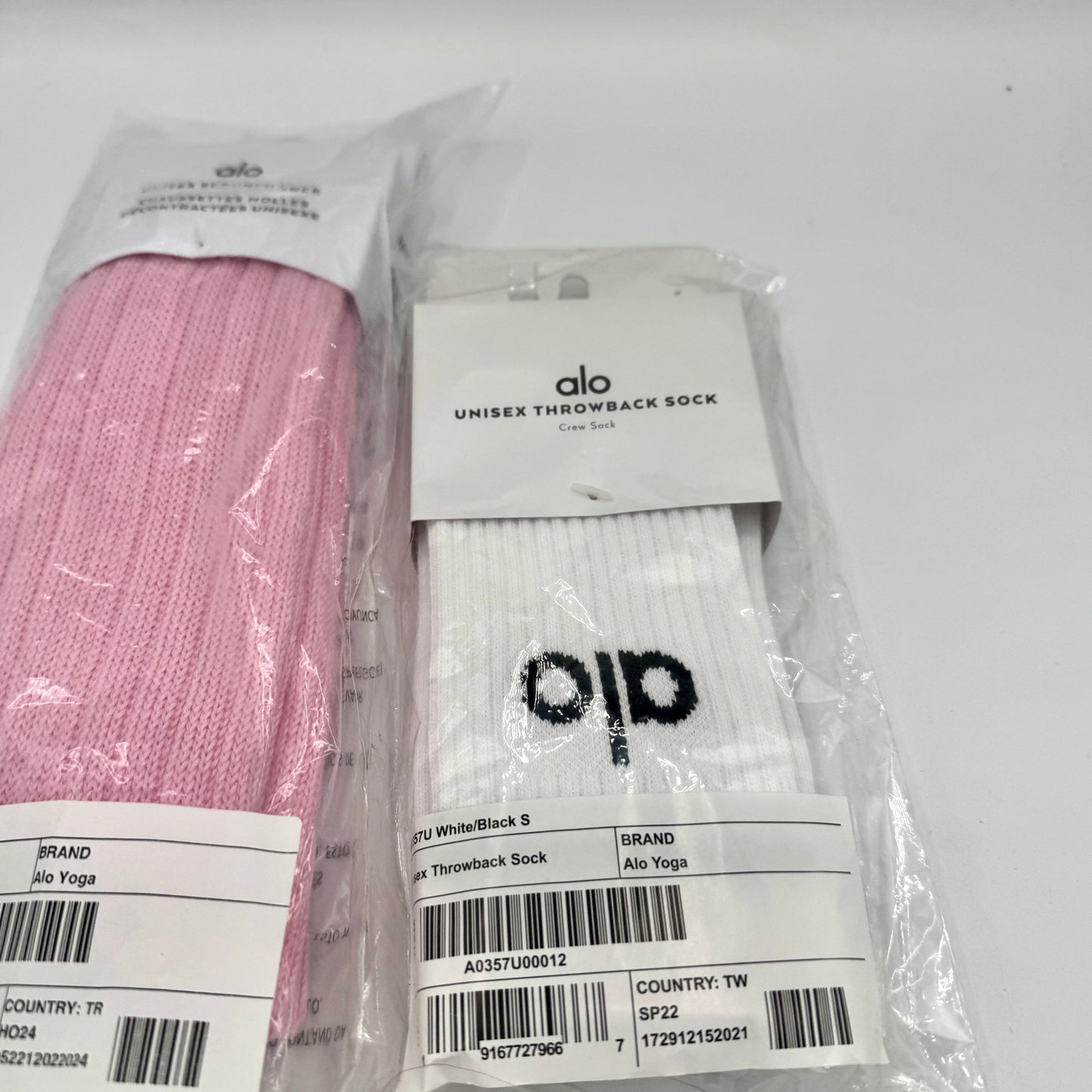 Alo Yoga Bundle Unisex Throwback Sock Black / White and Sweet Pink Scrunch Sock