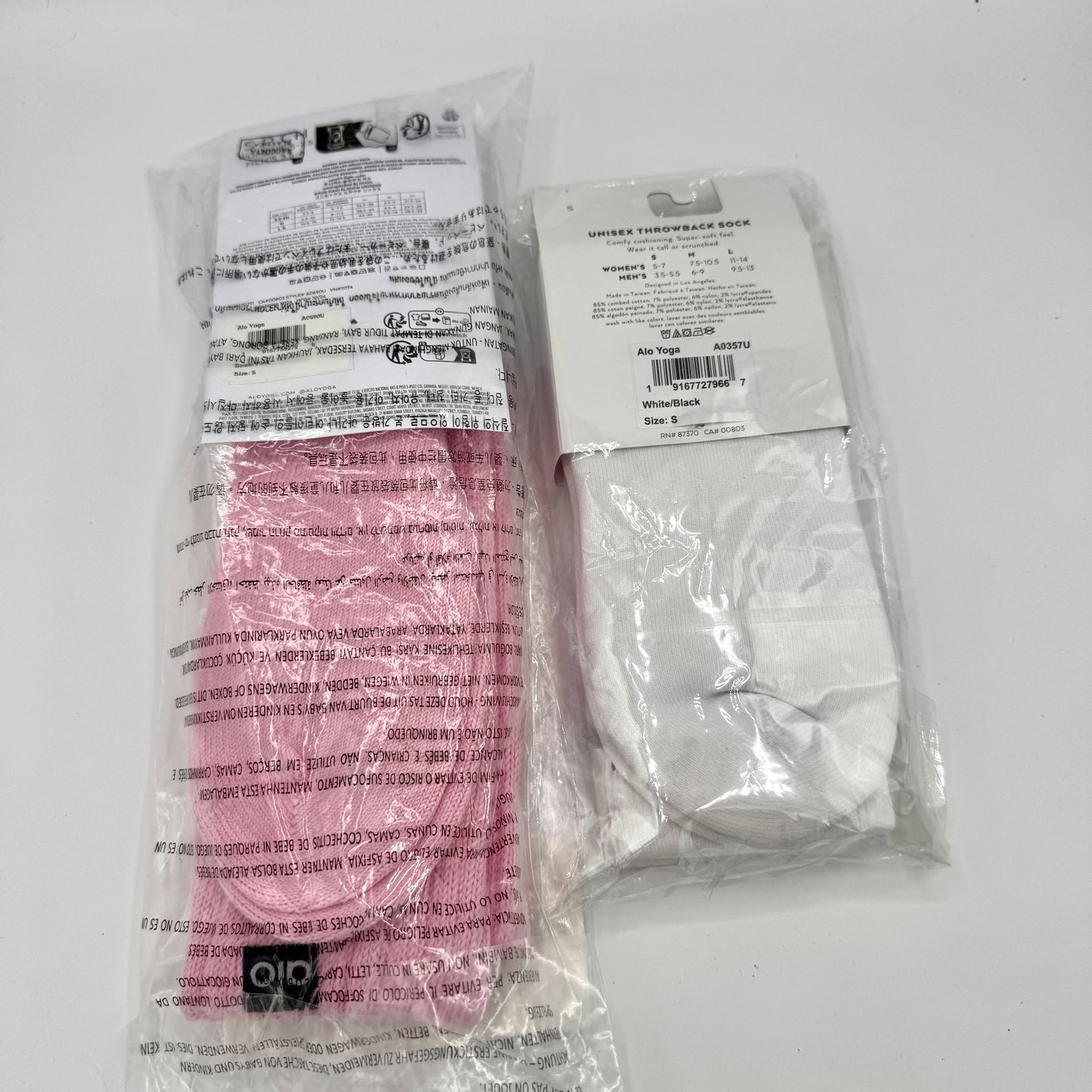 Alo Yoga Bundle Unisex Throwback Sock Black / White and Sweet Pink Scrunch Sock