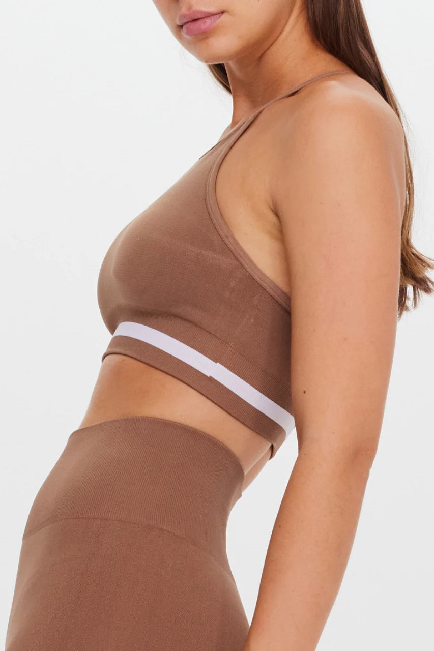 The Upside Form Seamless SET- 25 In Midi Pant and Angie Bra in Brown