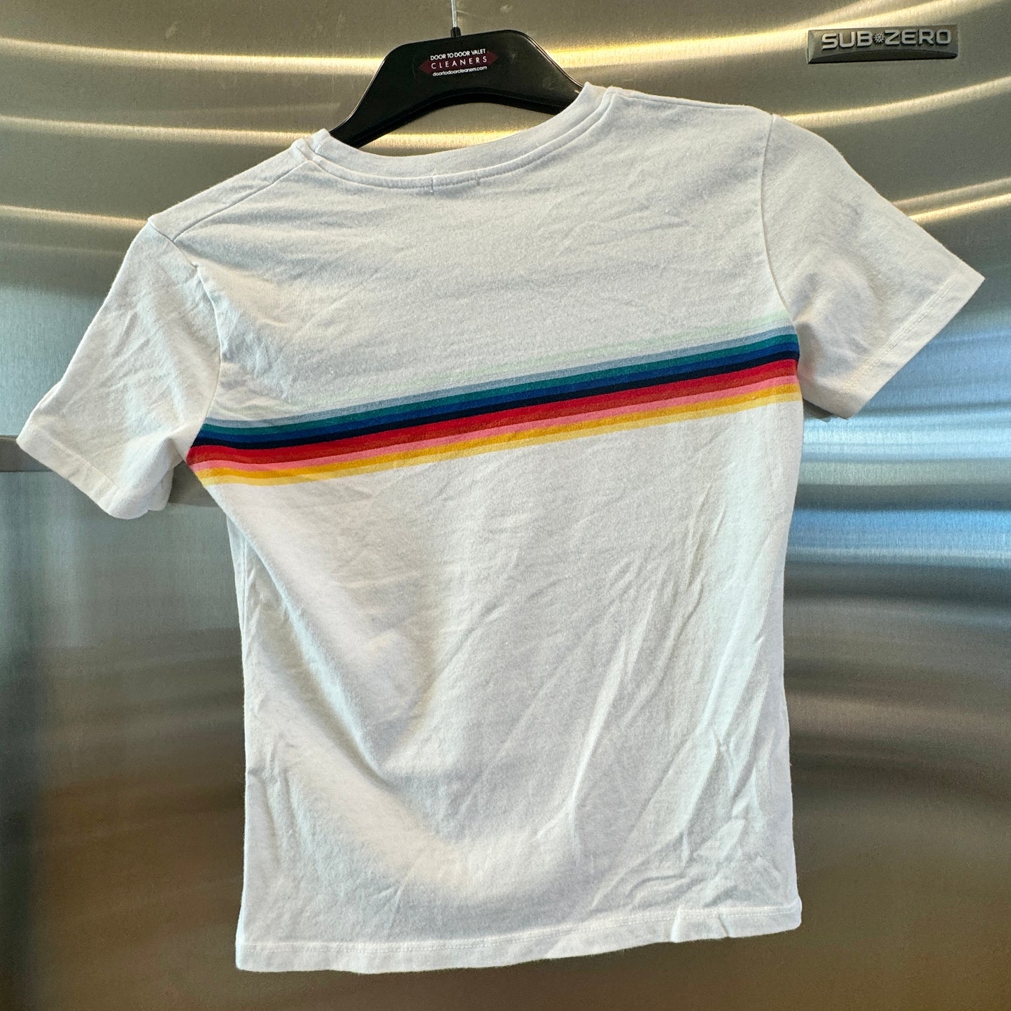 John Galt Rainbow Stripe Short Sleeve Cropped T Shirt Brandy Melville crop top Pre-Owned
