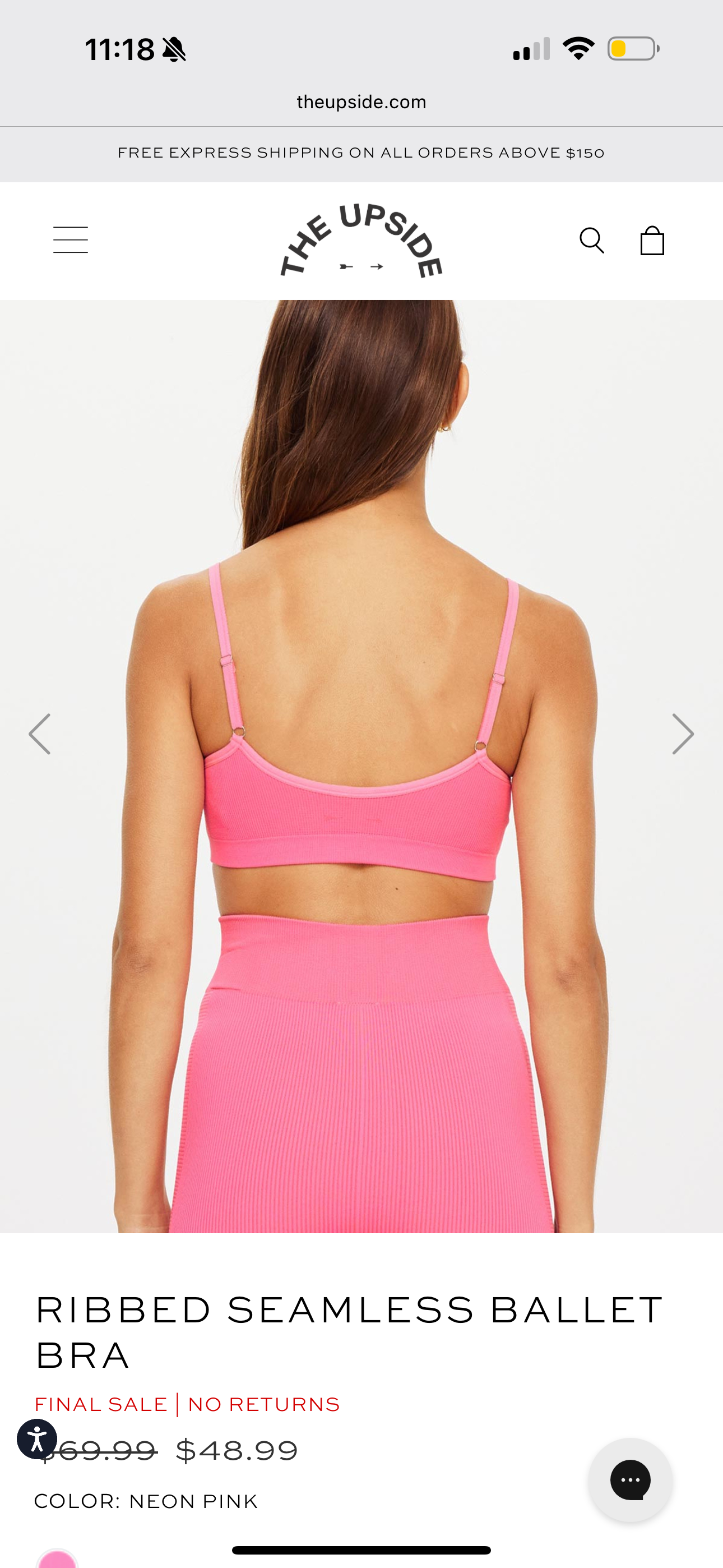 The Upside Ribbed Seamless Ballet Bra in Pink
