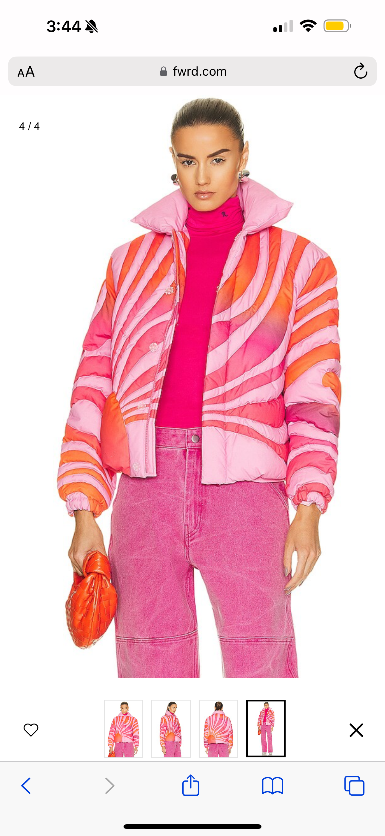 Erl Pink Ombre Sunset Puffer Sunshine Pink Multi Down-Filled Jacket