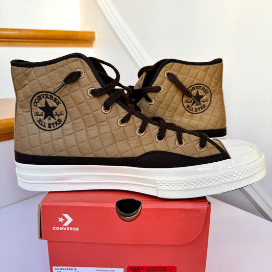 Converse Chuck 70 Hi Quilted High Top Sneakers Sand Dune Brown Padded Shoes