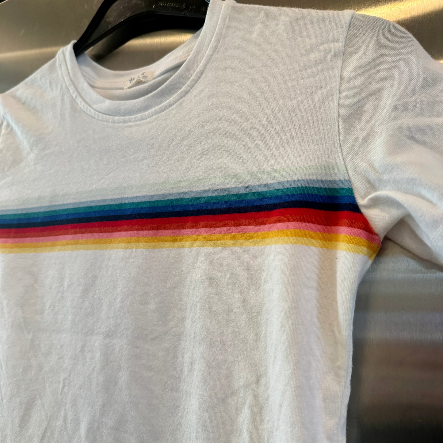 John Galt Rainbow Stripe Short Sleeve Cropped T Shirt Brandy Melville crop top Pre-Owned
