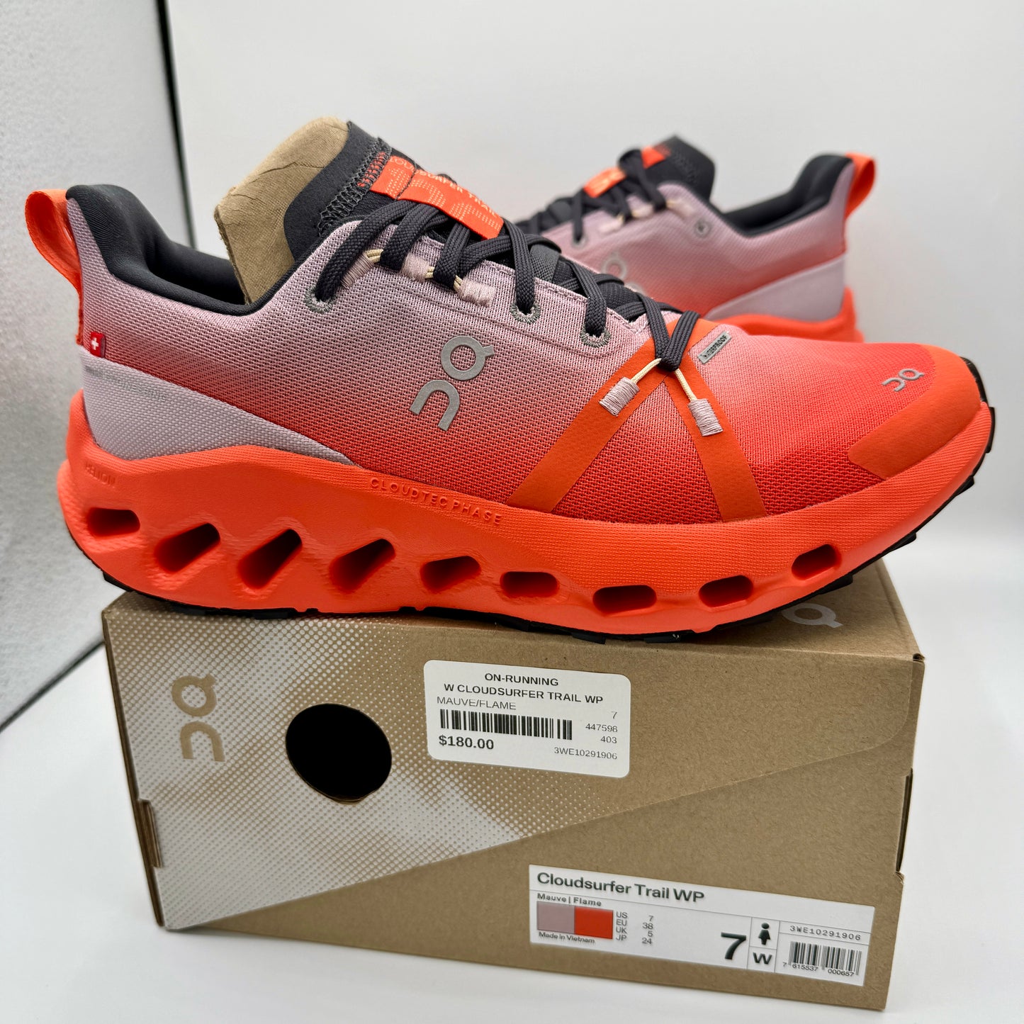 On Running Cloudsurfer Trail WP Waterproof Women’s Shoes Orange Grey Black