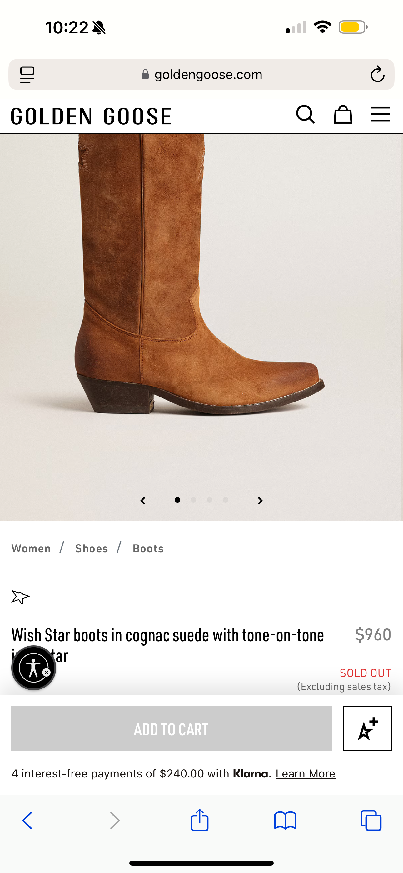 Golden Goose Wish Star Suede Leather Boots in Cognac Brown