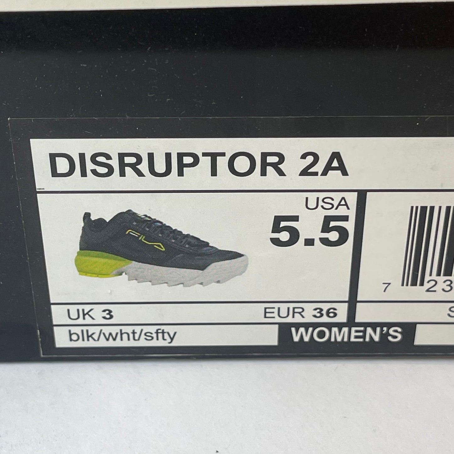 Fila Disruptor 2A — Black / neon yellow green . Women’s platform sneakers