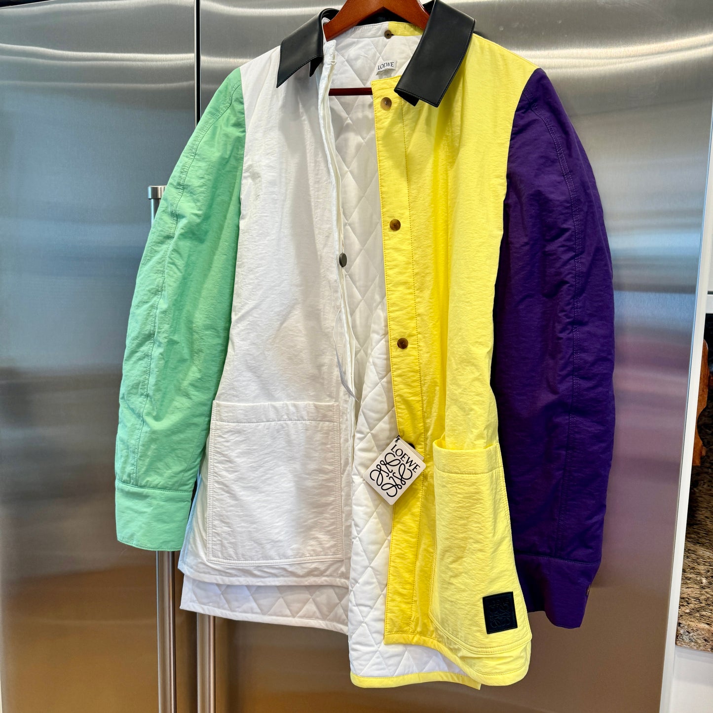 Loewe Padded Overshirt Multicolored Jacket Leather Collar Over shir multi