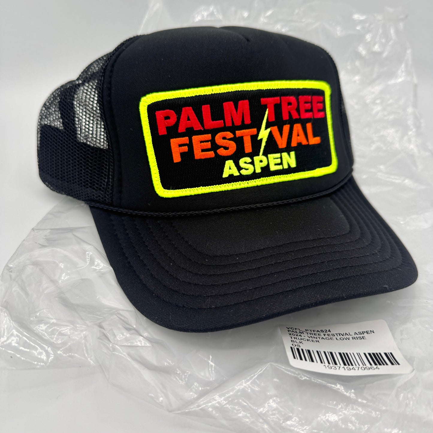 Aviator Nation Palm Tree Festival Aspen Trucker Hat in Black