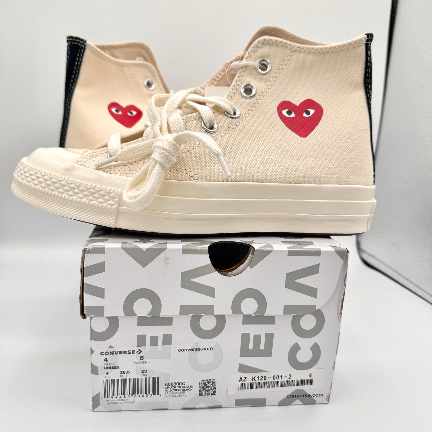 Commes Des Garçons CDG Play Converse High Top Chuck 70 Heart Sneaker
