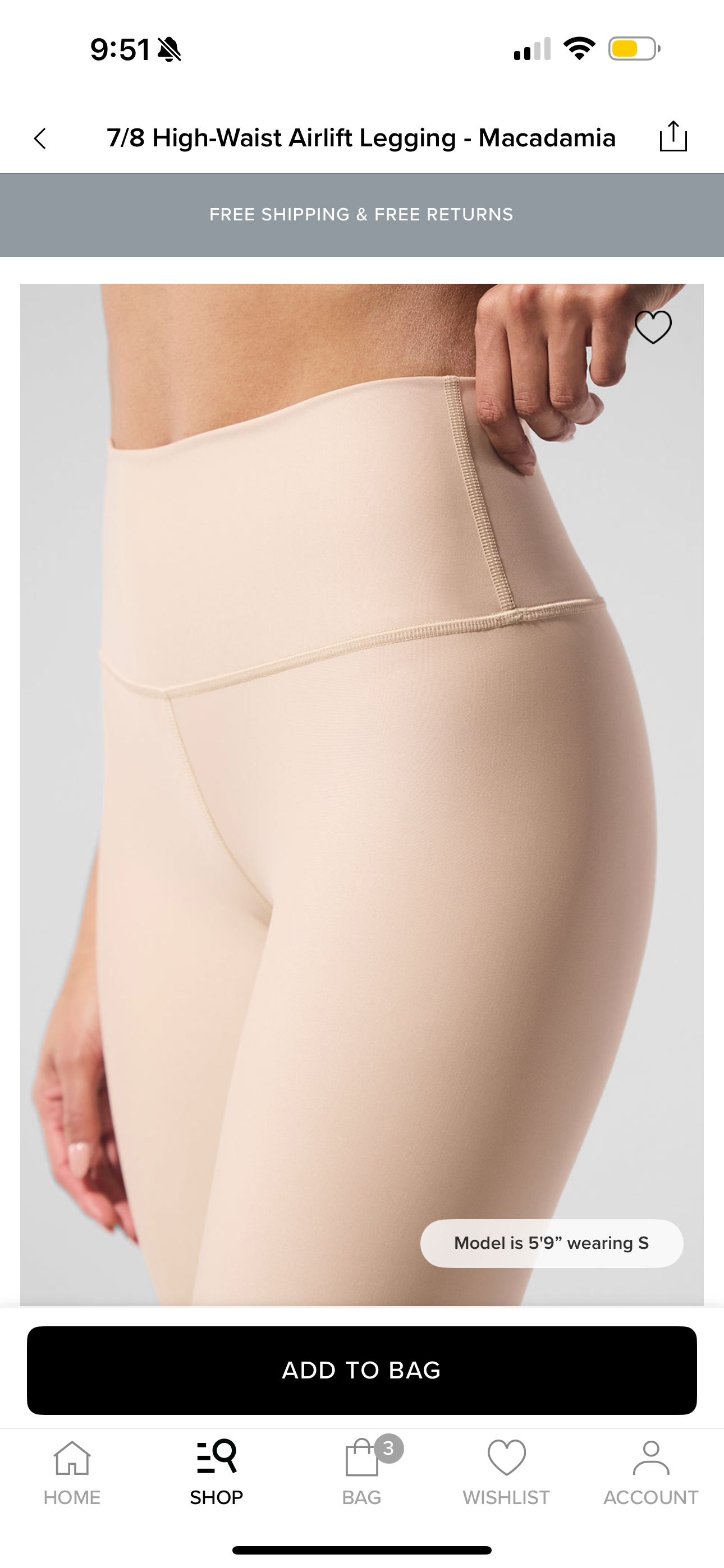 Alo 7/8 Airlift Yoga Leggings High Waist in Macadamia