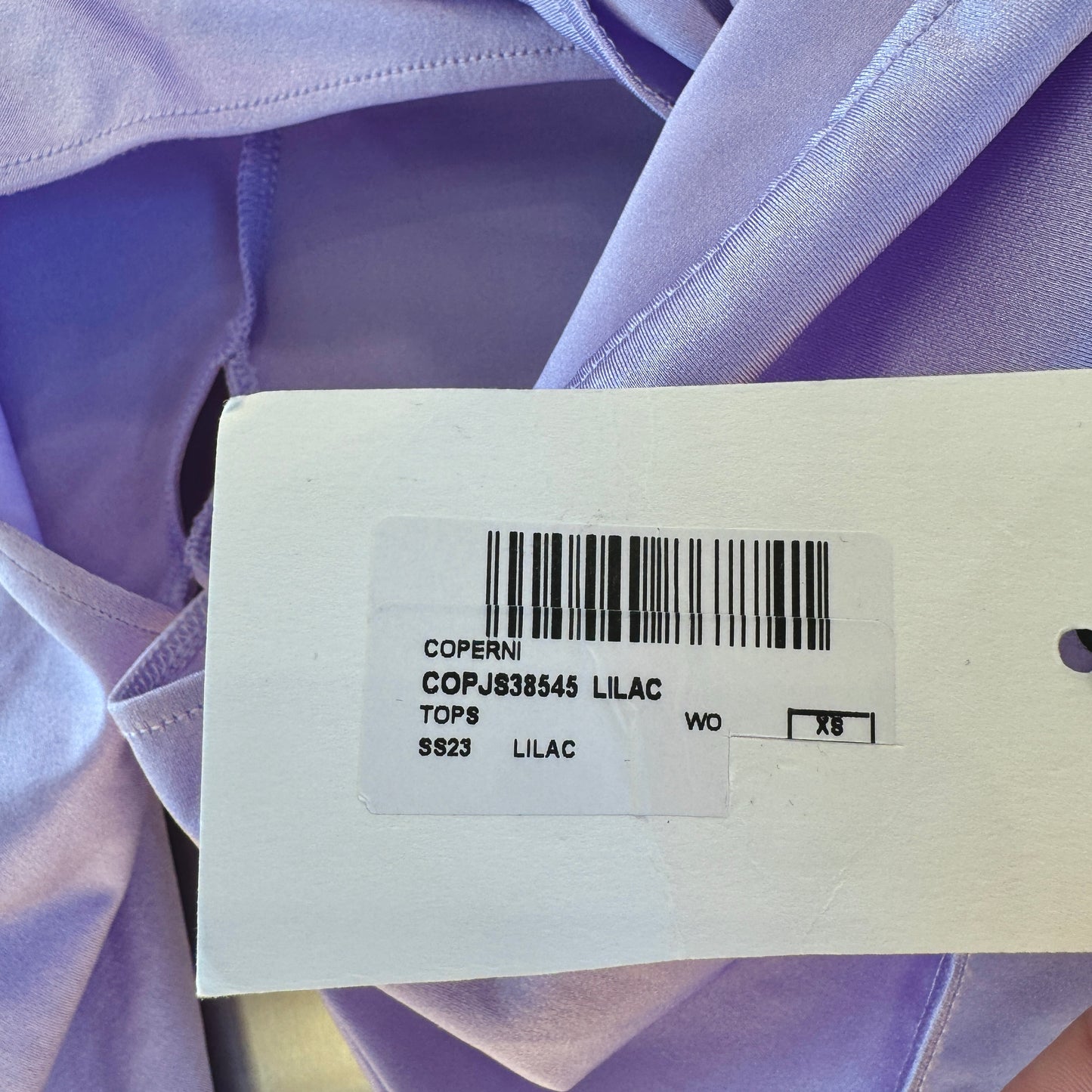 Coperni Lilac Light Purple Twist Cutout Cropped Draped Top Long Sleeve Crop