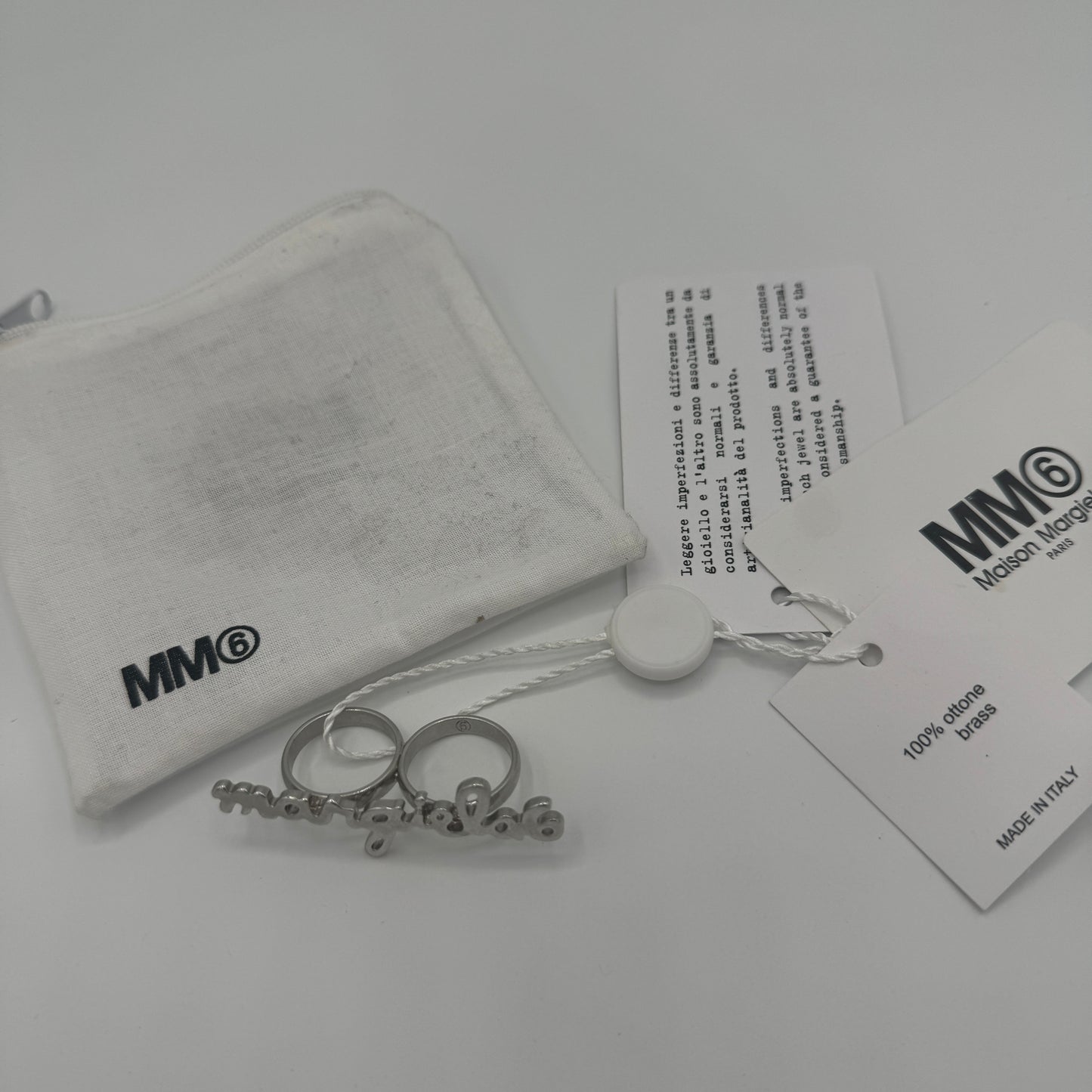 Maison Margiela Logo Ring Silver MM6 Double Stack Knuckle