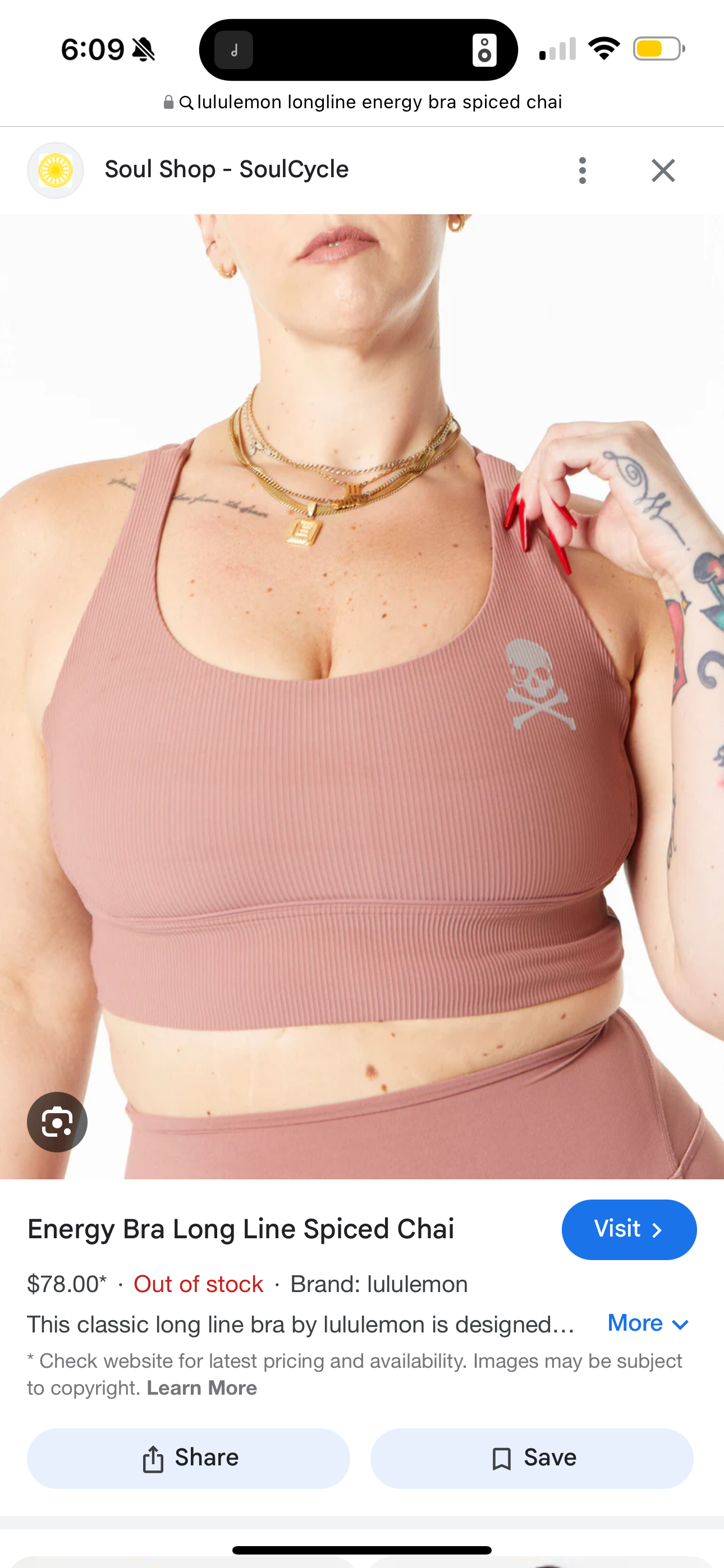Lululemon Energy Bra in Ribbed Spiced Chai , Longline Soul Cycle Collab