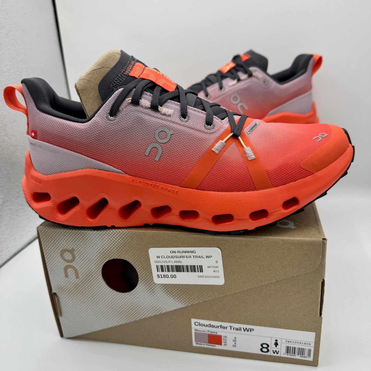 On Running Cloudsurfer Trail WP Waterproof Women’s Shoes Orange Grey Black