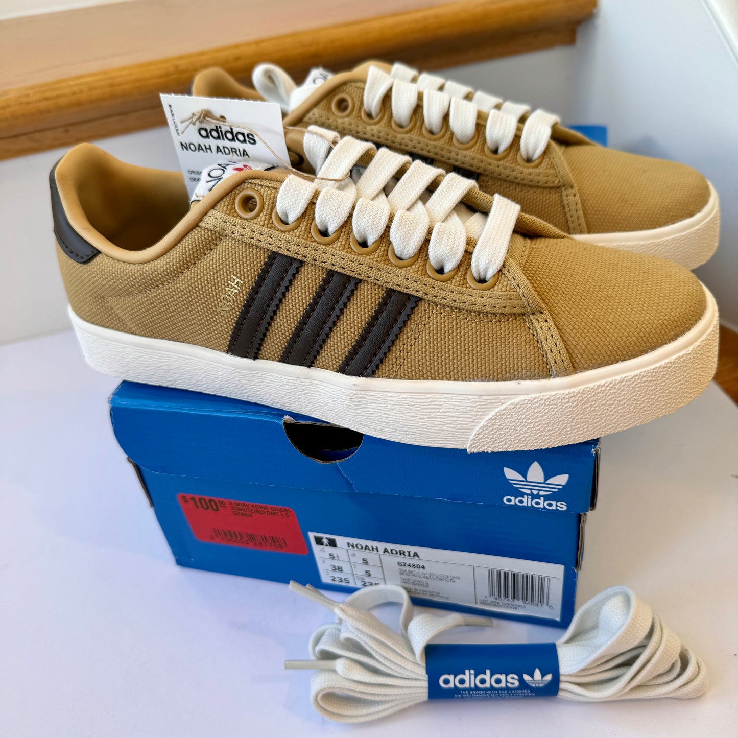 Adidas x Noah Adria Collab Sneakers in  Golden Beige Tan Brown Shoes