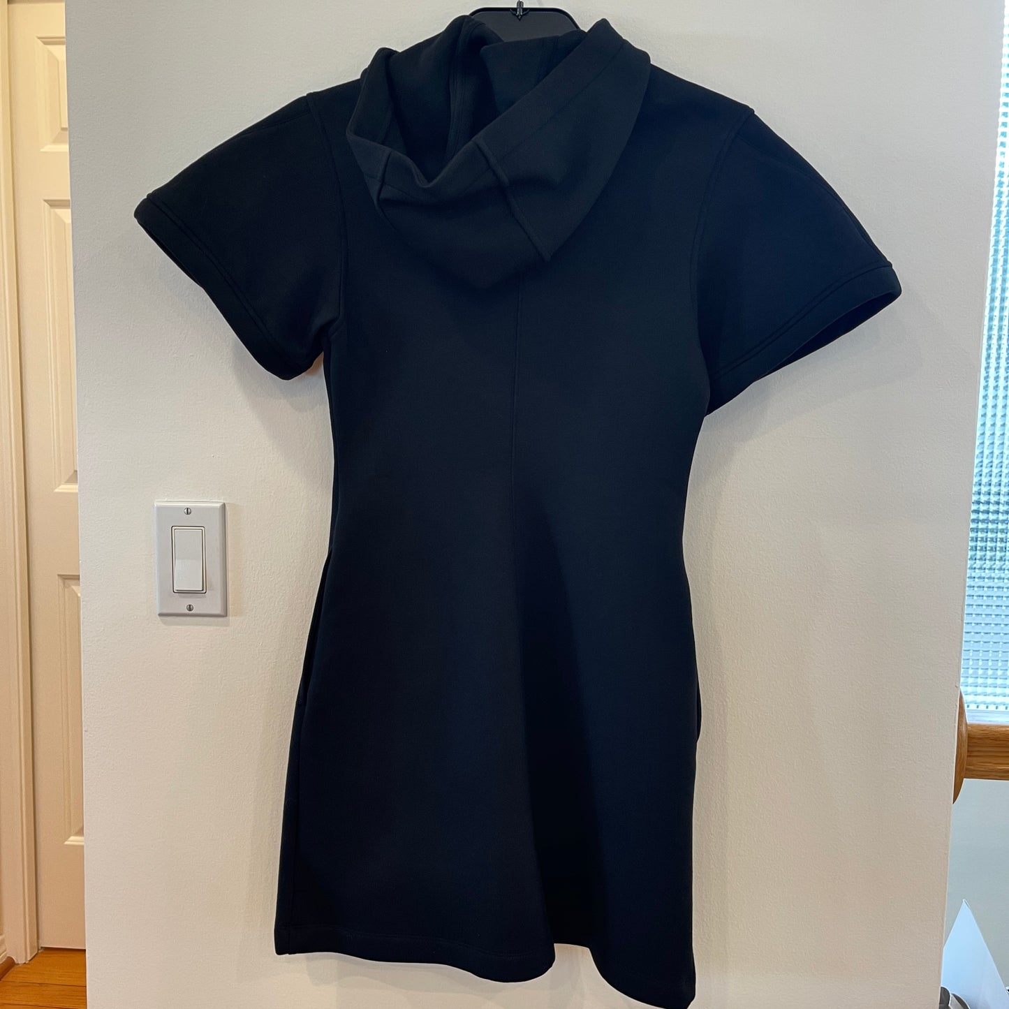 Helmut Lang Neoprene Hooded Mini Dress Black Hooded Zip up with pockets