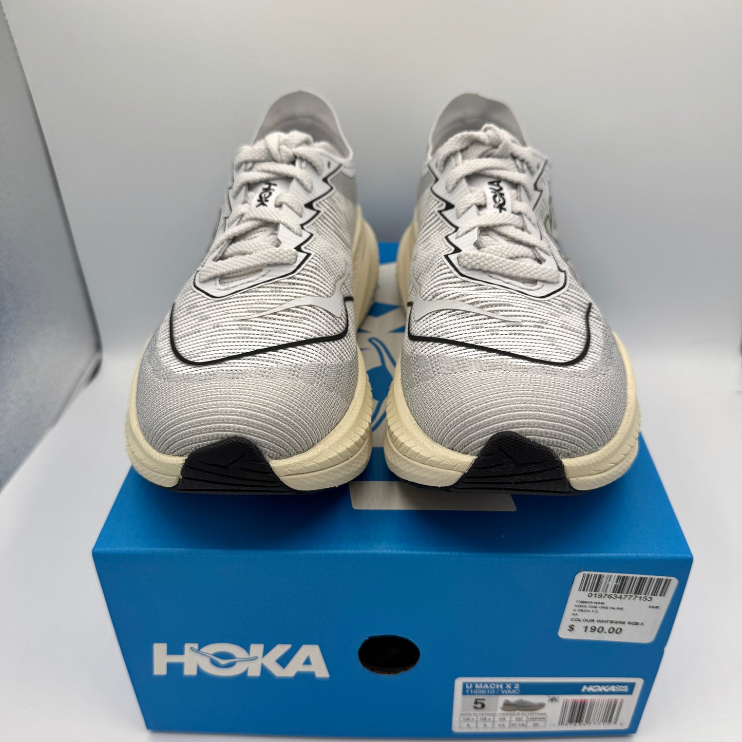 Hoka Mach X 2 U Unisex in White / Cosmic Grey Sneakers