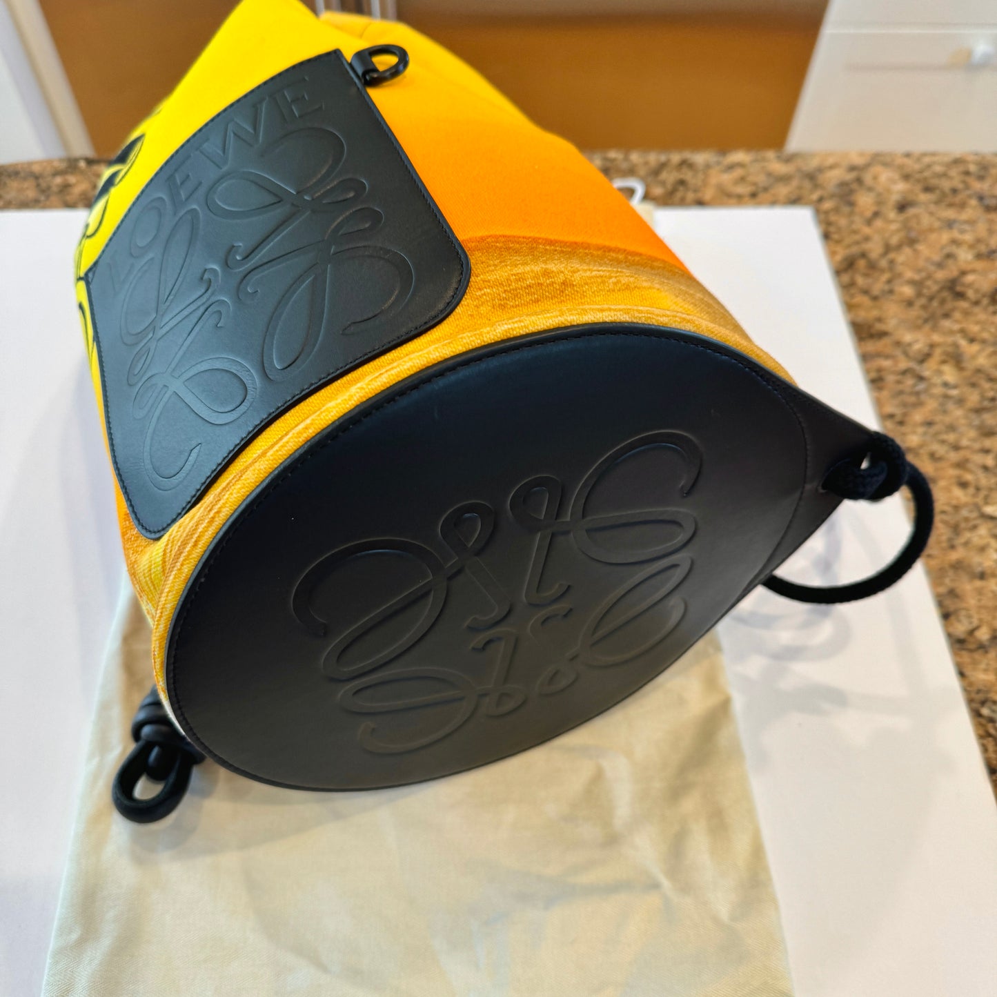 Loewe Large Sailor Bag Paula's Ibiza Yellow Orange Logo Leather Canvas Purse