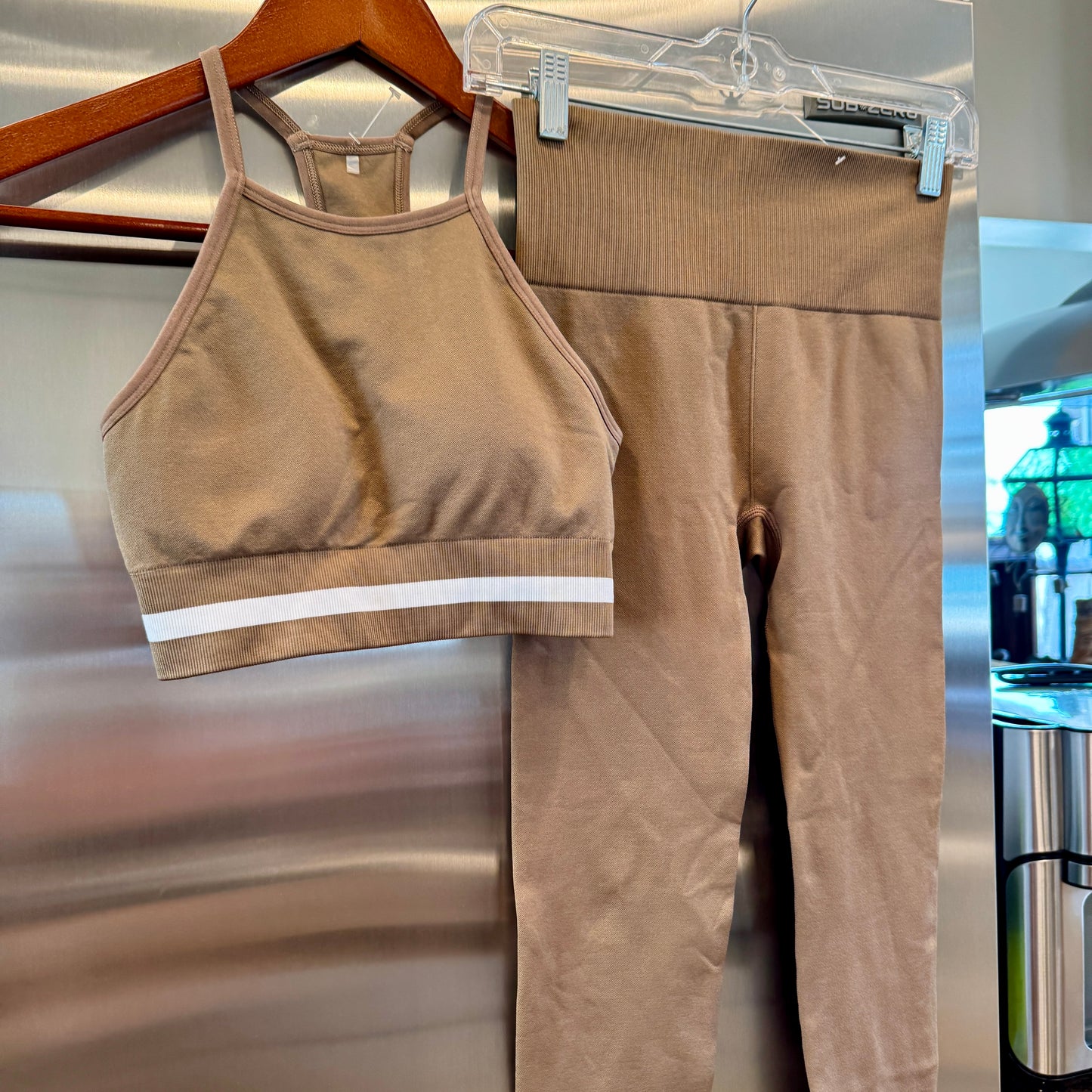 The Upside Form Seamless SET- 25 In Midi Pant and Angie Bra in Brown