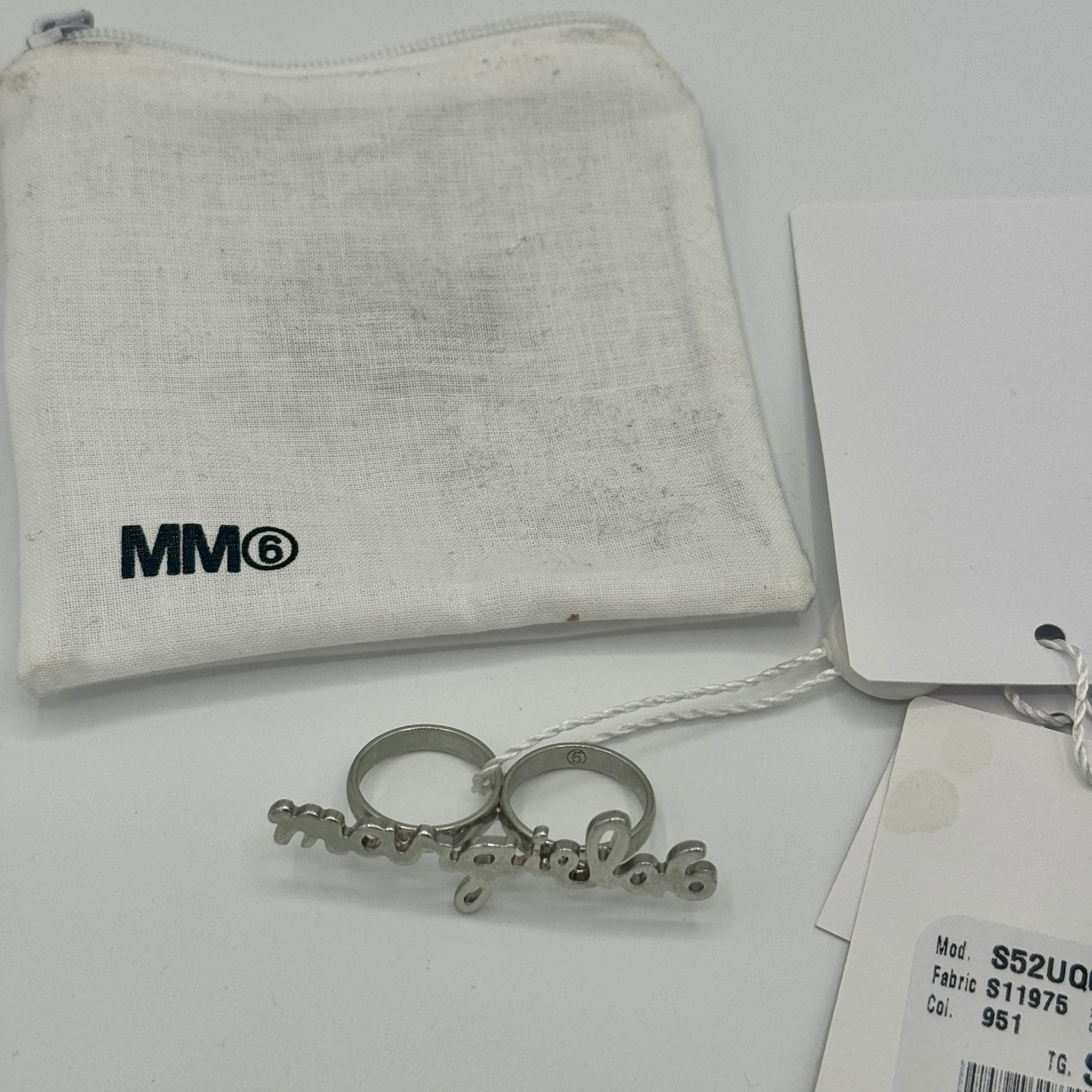Maison Margiela Logo Ring Silver MM6 Double Stack Knuckle