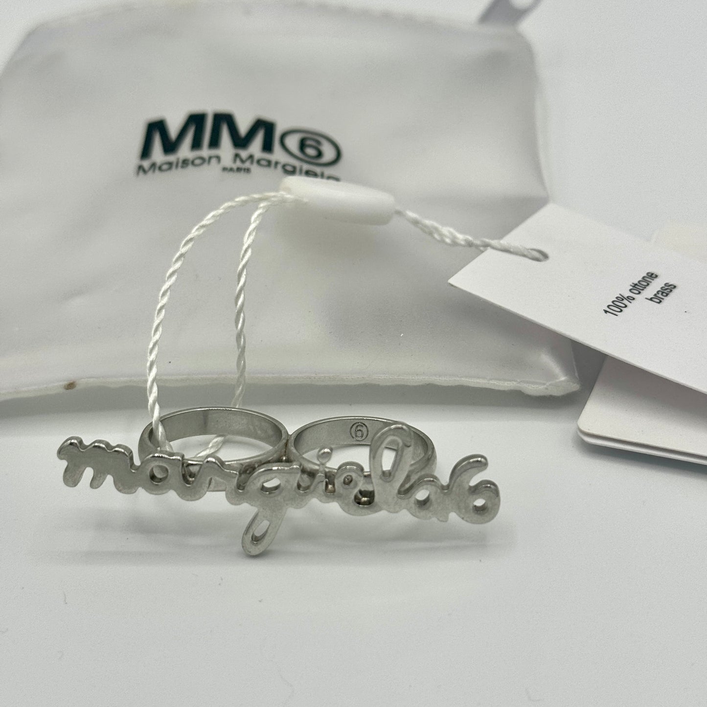 Maison Margiela Logo Ring Silver MM6 Double Stack Knuckle