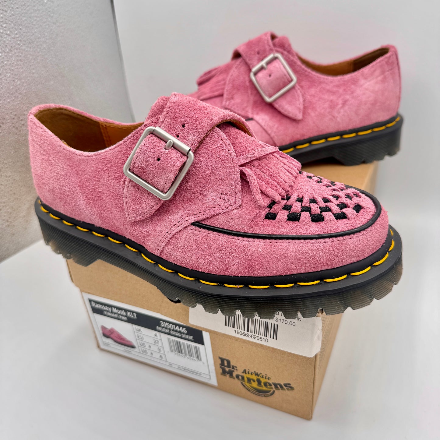 Dr. Marten Ramsey Monk KLT Creeper in Fondant Pink Suede Leather UNISEX