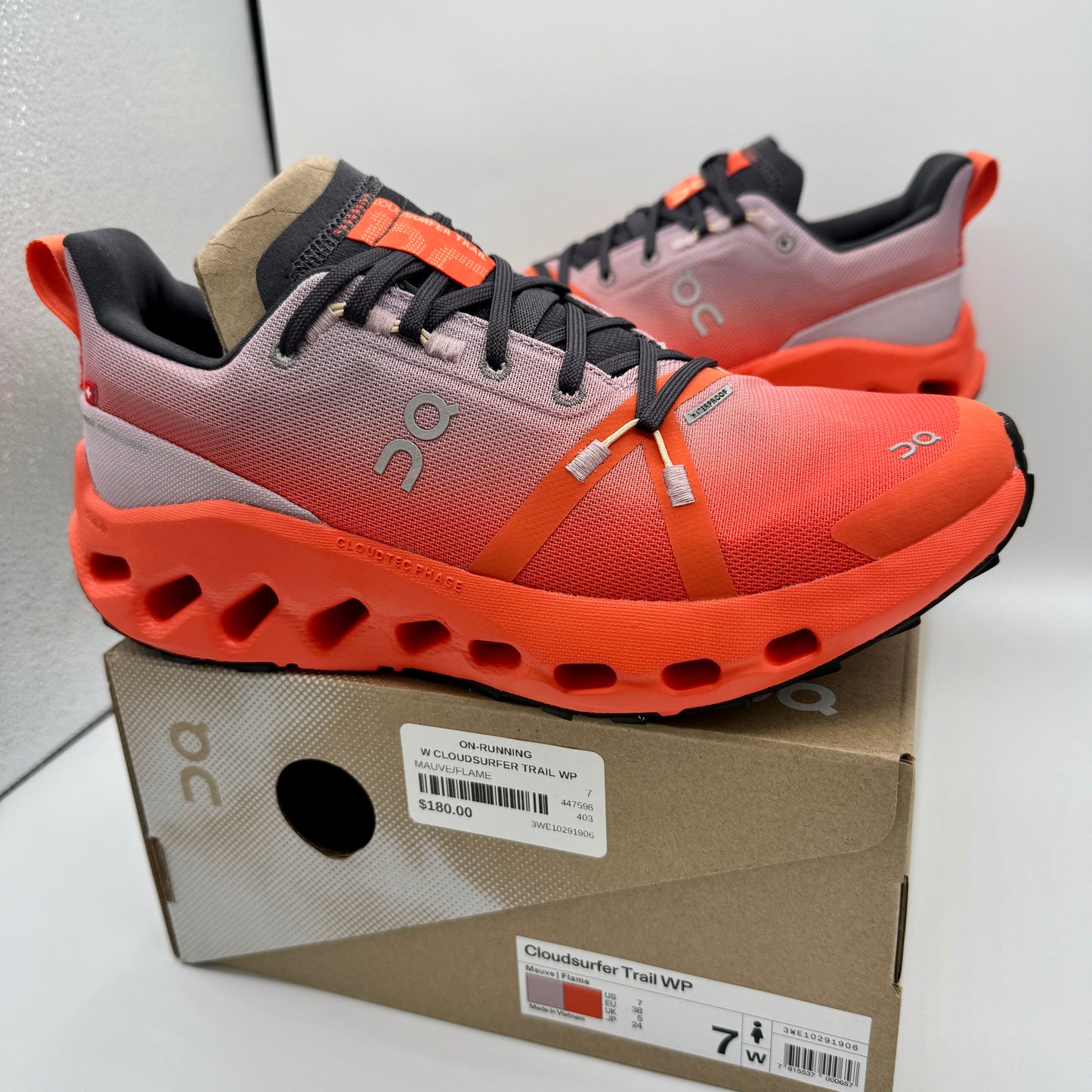 On Running Cloudsurfer Trail WP Waterproof Women’s Shoes Orange Grey Black