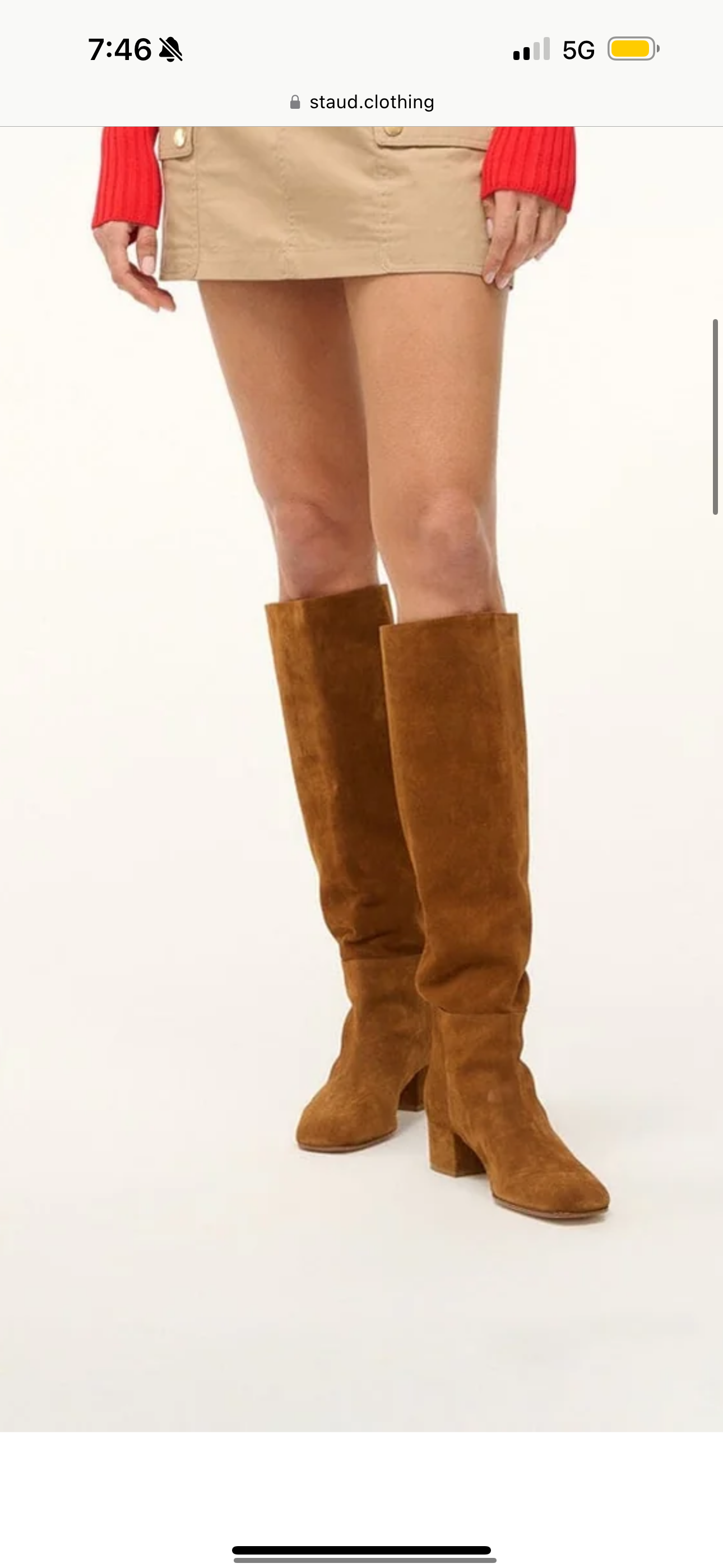 Staud Nancy Boot Leather Tall Knee High in Tan Brown