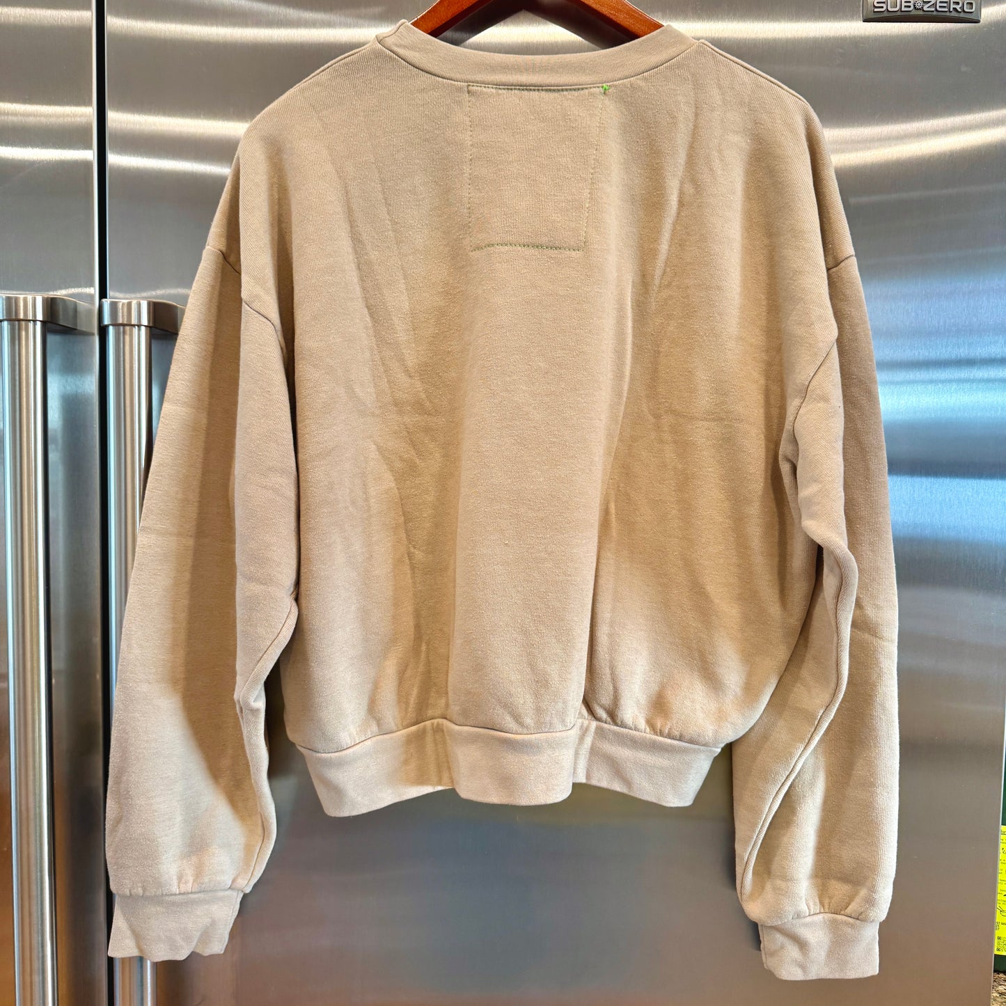 Aviator Nation Beige Crewneck Sweatshirt Embroidered Stitched Logo