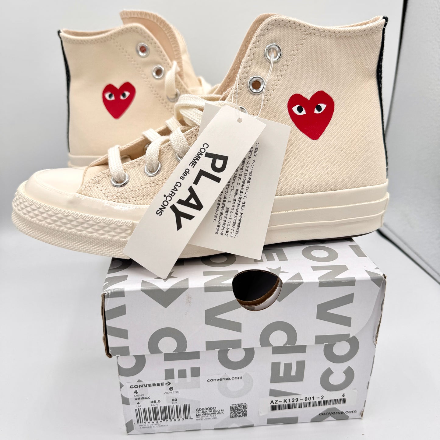 Commes Des Garçons CDG Play Converse High Top Chuck 70 Heart Sneaker
