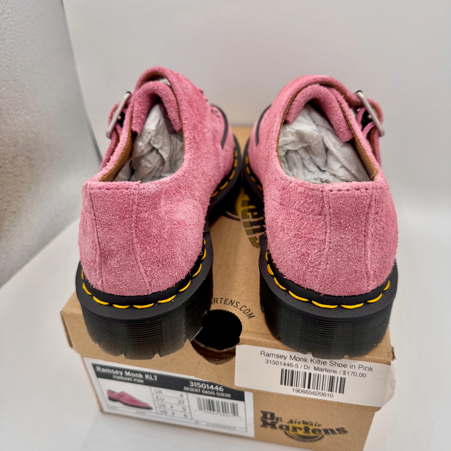 Dr. Marten Ramsey Monk KLT Creeper in Fondant Pink Suede Leather UNISEX